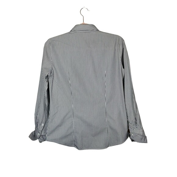 J.Crew Women’s Blue Striped Preppy Tuxedo Ruffle Front Button Down Shirt Blouse - Picture 3 of 10